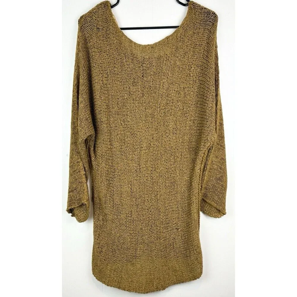 Free People FP Beach Cover-Up Tunic Beach Resort Swim Pool Oversized Gold Sz XS